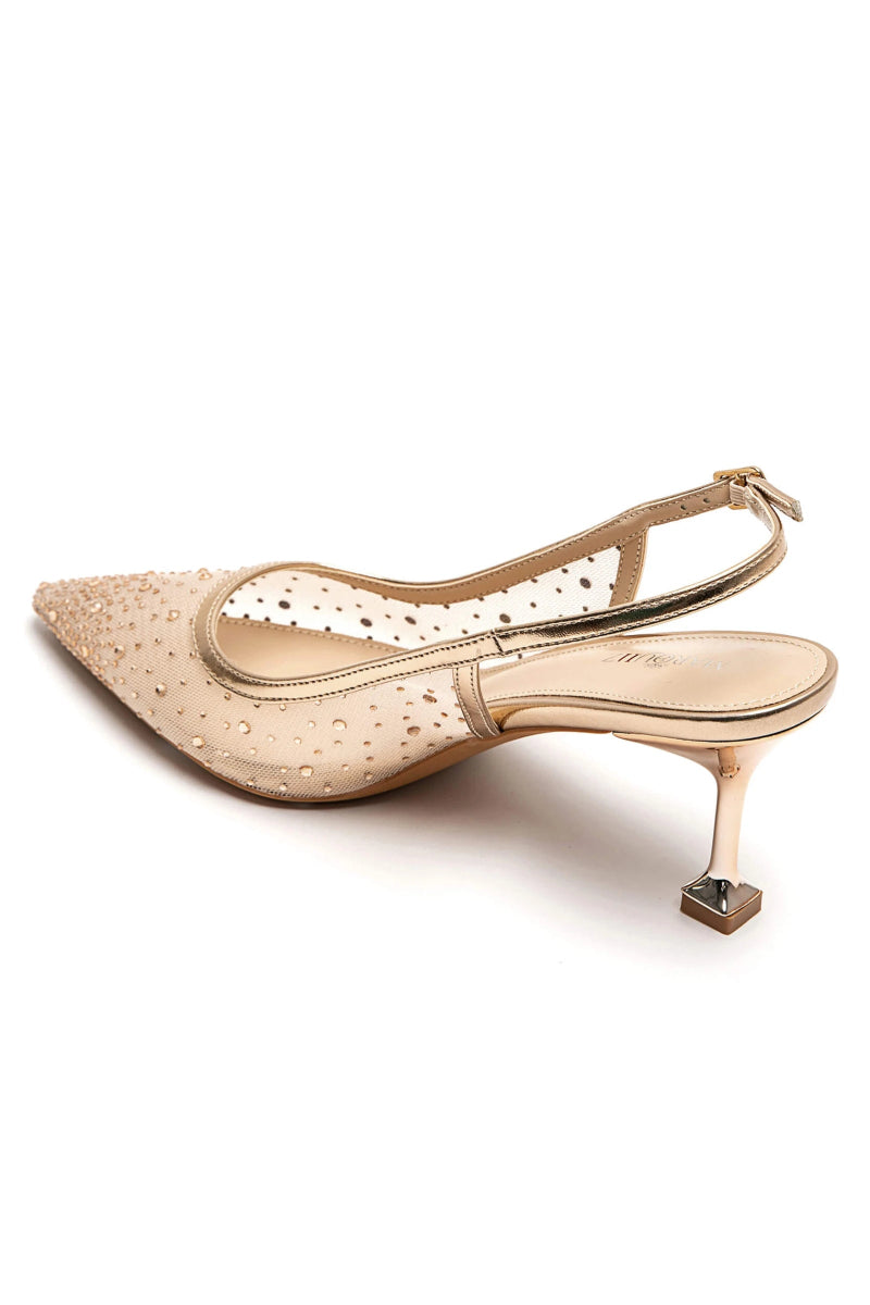 Escarpins de soirée à strass champagne - RIVE GAUCHE