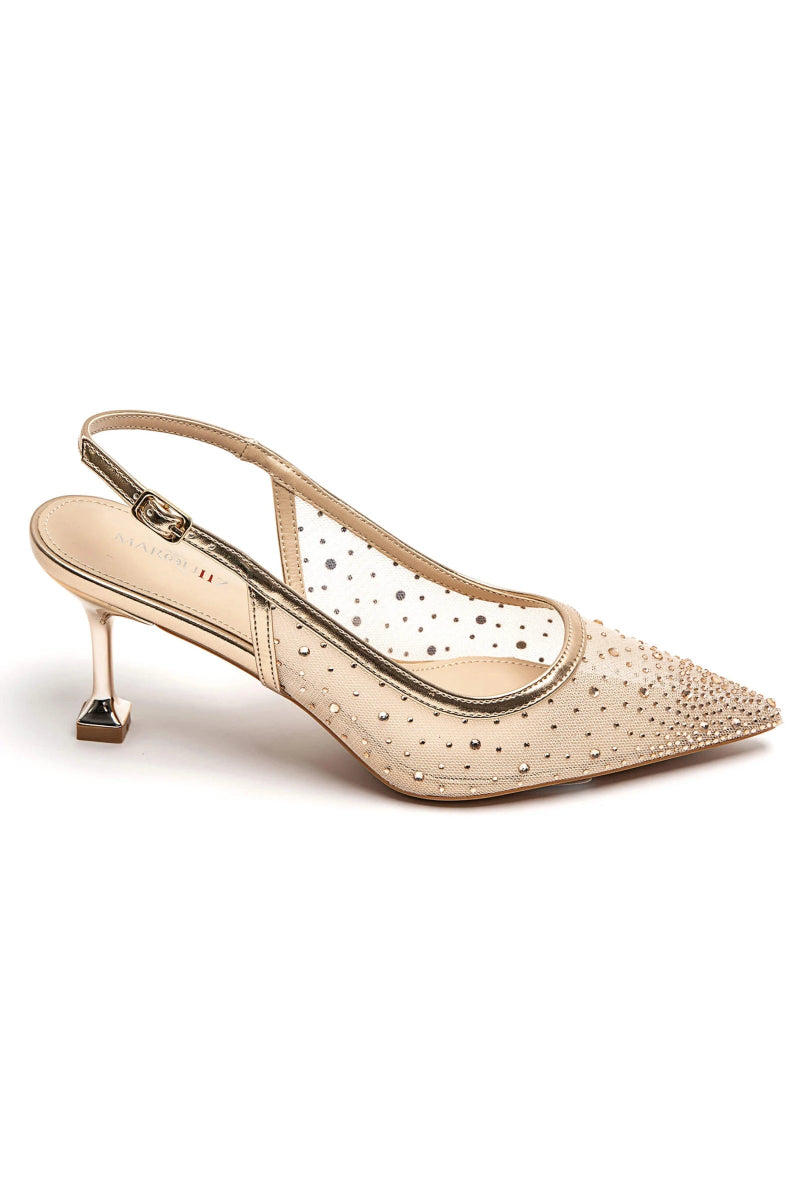 Escarpins de soirée à strass champagne - RIVE GAUCHE