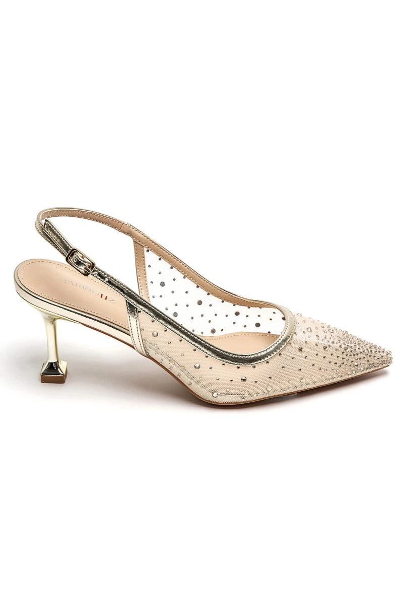 Escarpins de soirée à strass or - RIVE GAUCHE