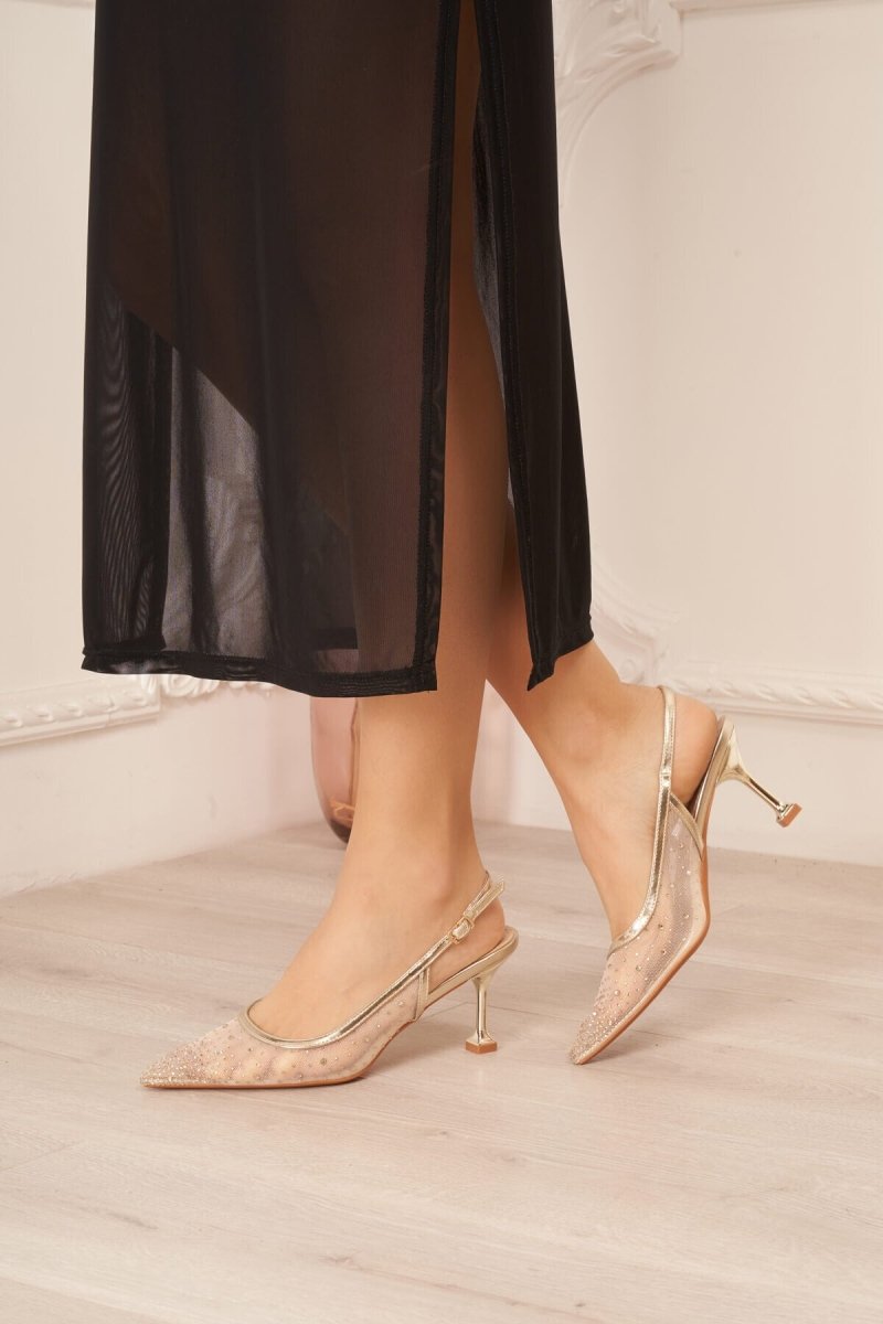 Escarpins de soirée à strass or - RIVE GAUCHE