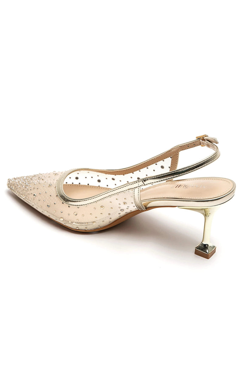 Escarpins de soirée à strass or - RIVE GAUCHE