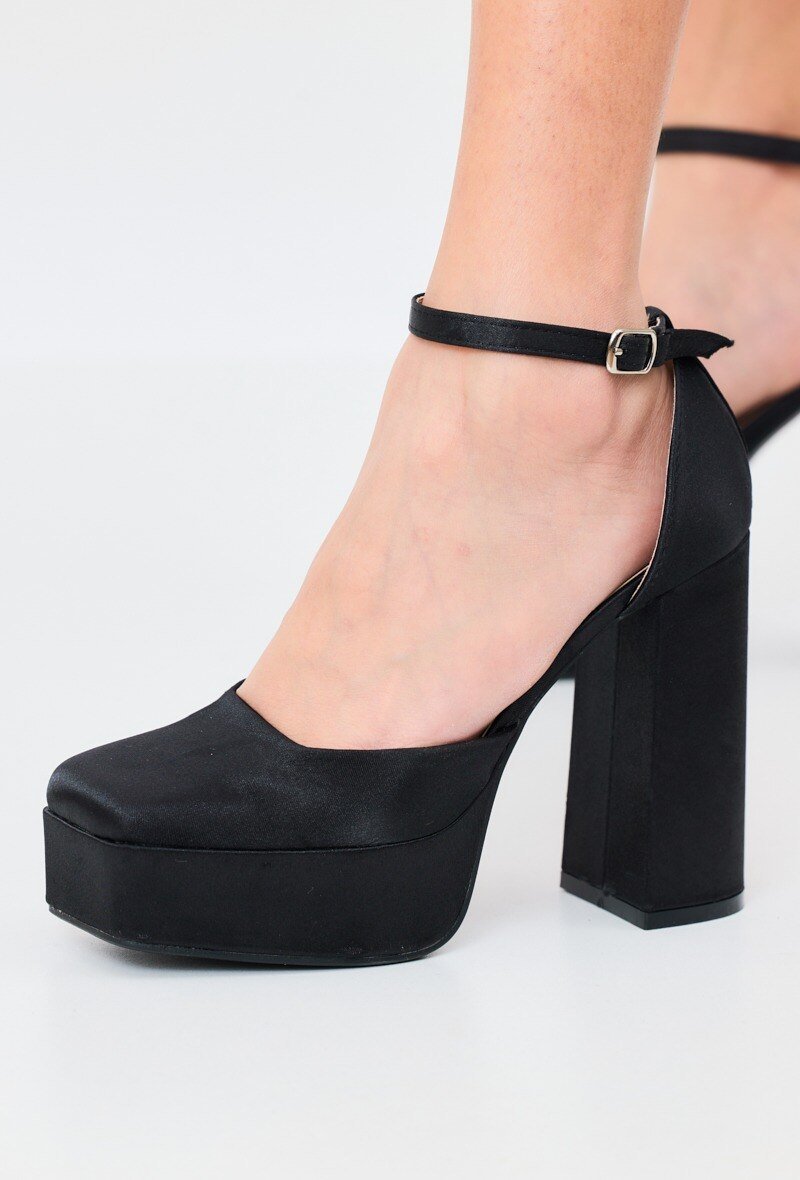 Escarpins noir à talon carré avec bride - RIVE GAUCHE