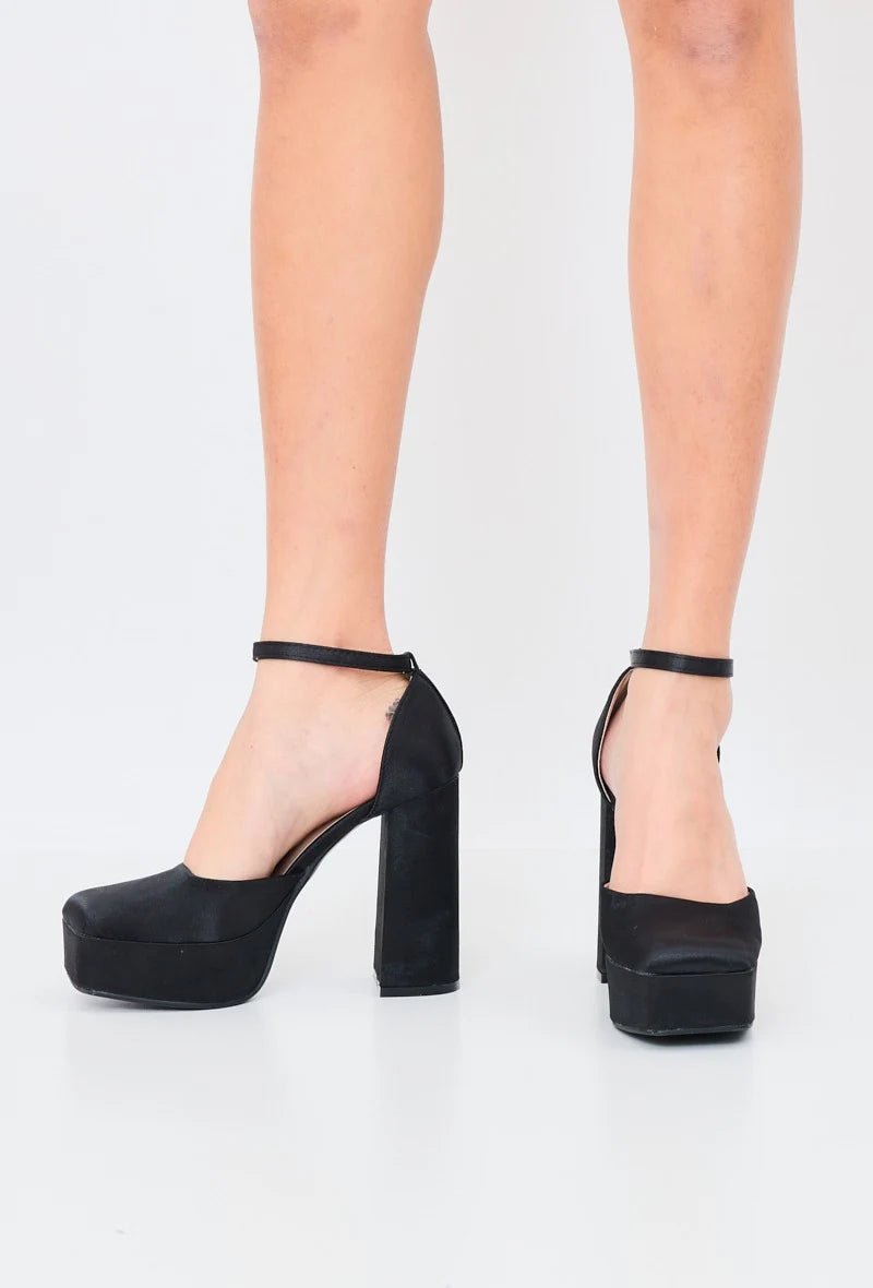 Escarpins noir à talon carré avec bride - RIVE GAUCHE