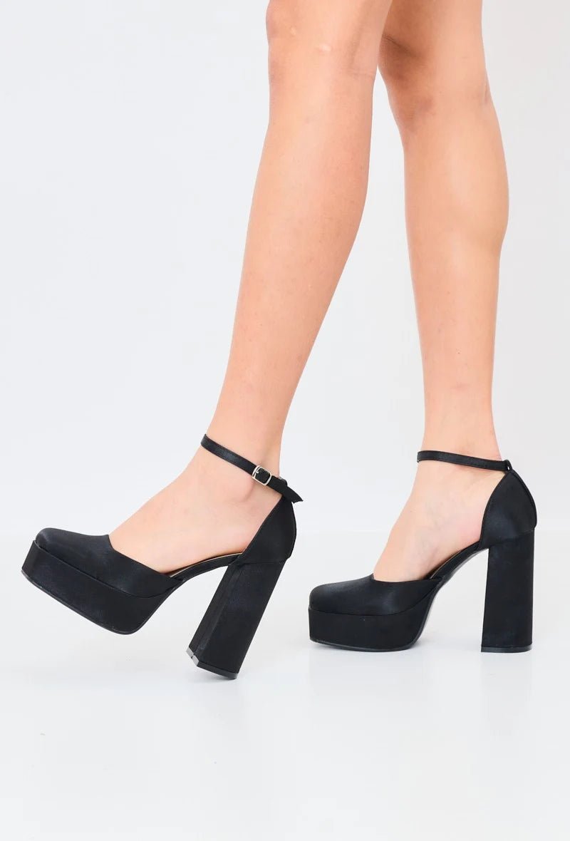 Escarpins noir à talon carré avec bride - RIVE GAUCHE