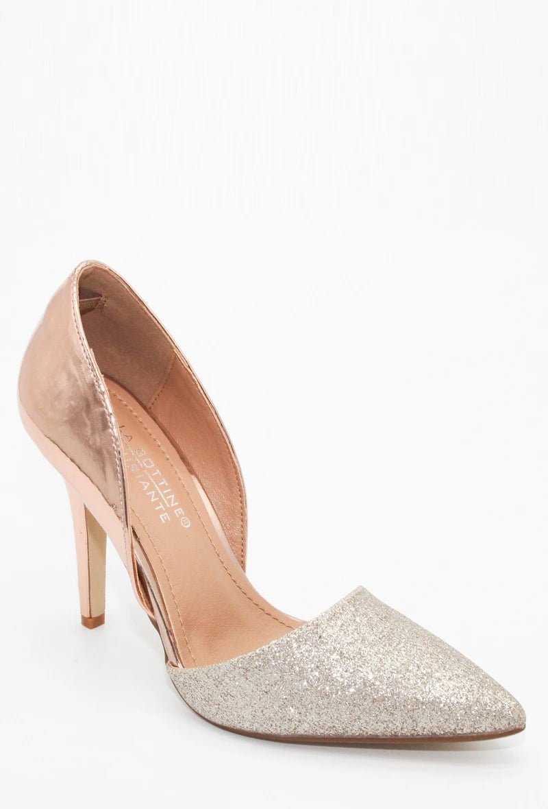 Escarpins pailletés et vernis or - RIVE GAUCHE