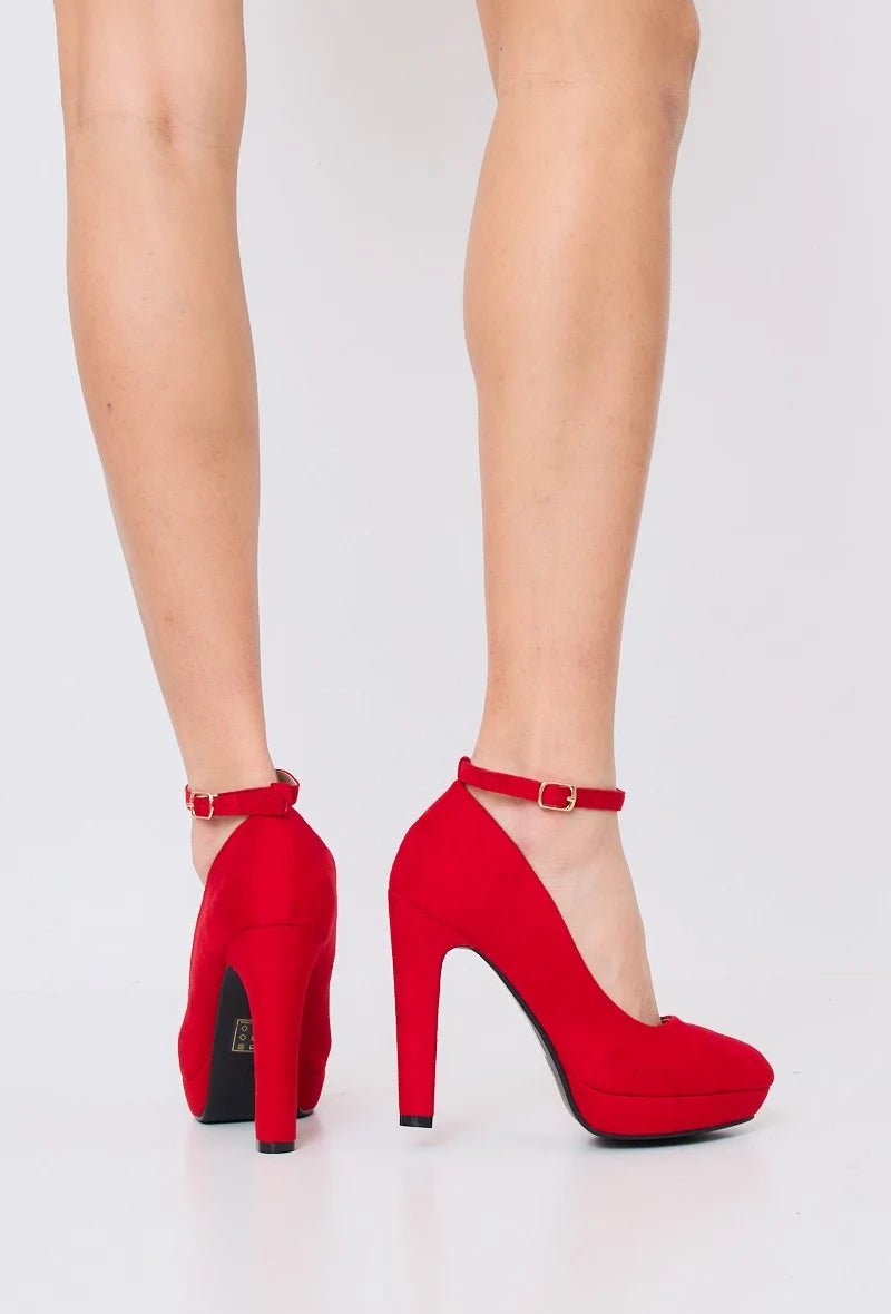 Escarpins rouge à talon avec bride - RIVE GAUCHE