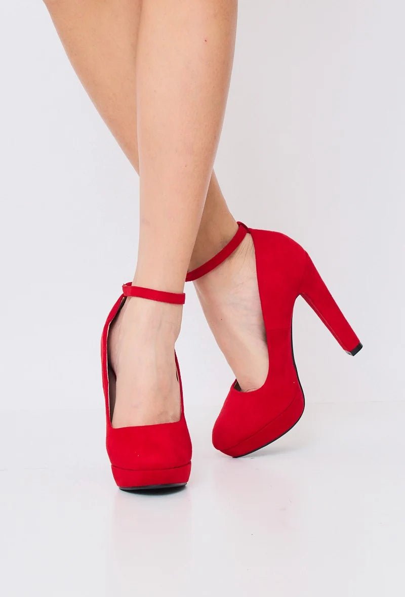 Escarpins rouge à talon avec bride - RIVE GAUCHE