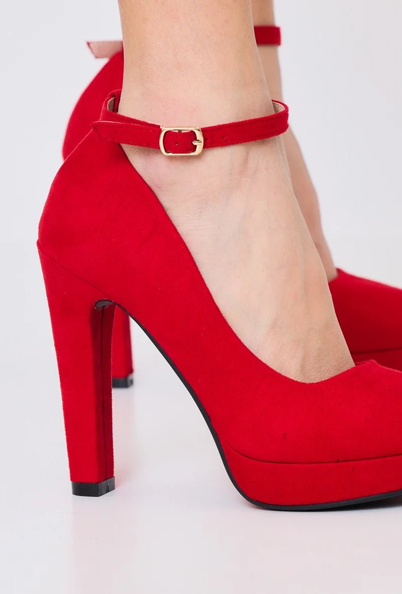 Escarpins rouge à talon avec bride - RIVE GAUCHE