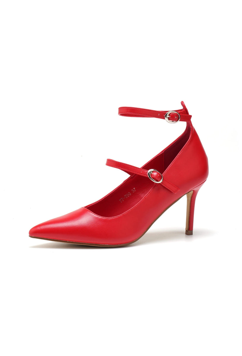Escarpins rouge double brides - RIVE GAUCHE