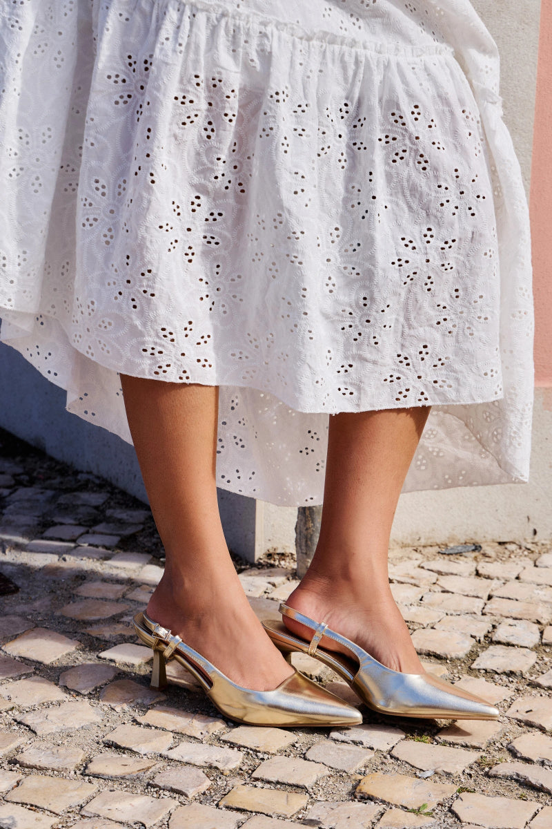 Escarpins slingback dorés à bout pointu - RIVE GAUCHE
