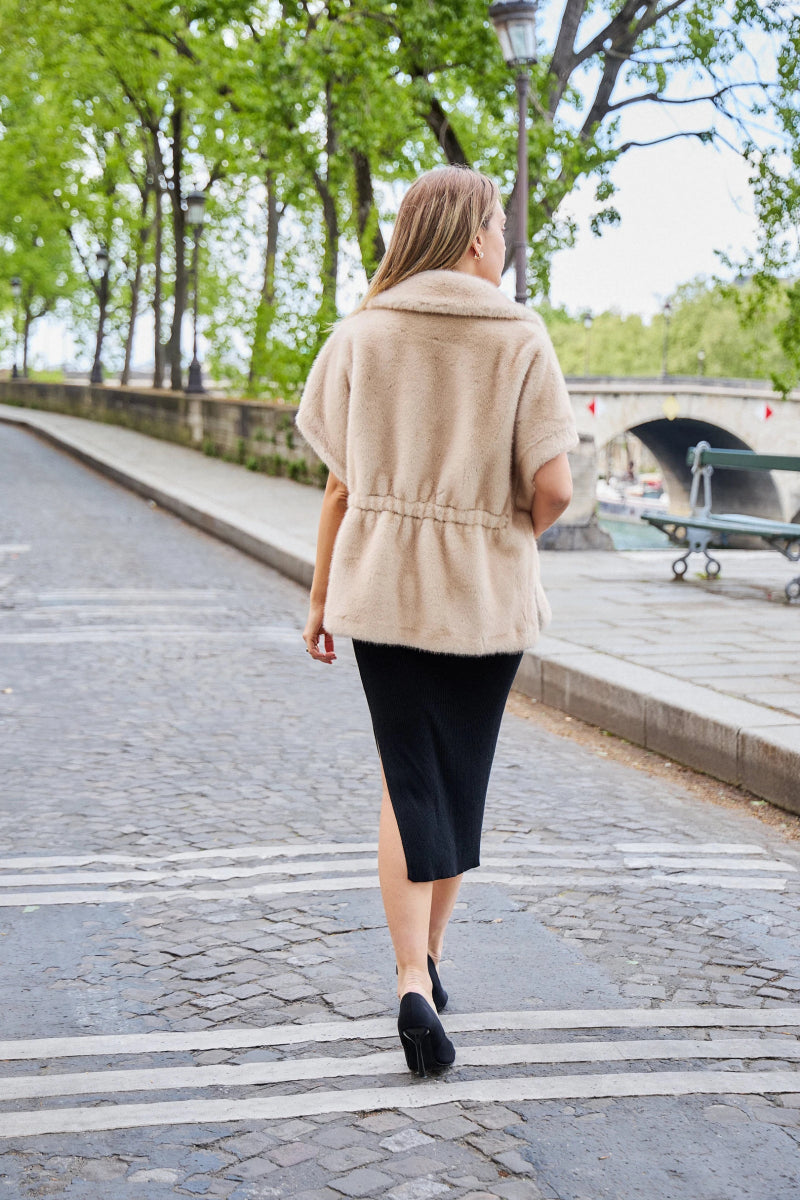 Gilet en fausse fourrure avec fermeture brandebourg - RIVE GAUCHE