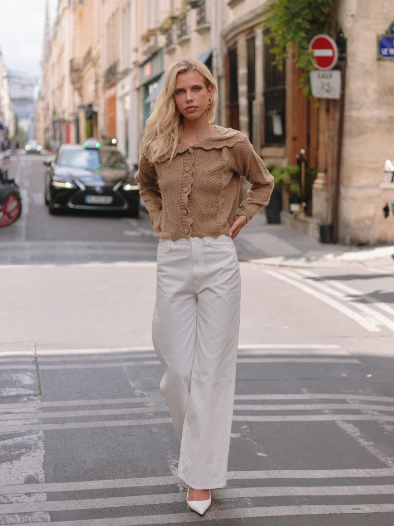 Gilet en grosse maille taupe - RIVE GAUCHE