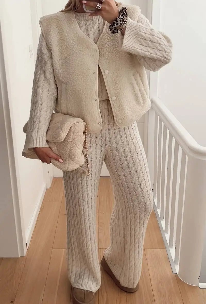 Gilet sans manches en moumoute écru - RIVE GAUCHE