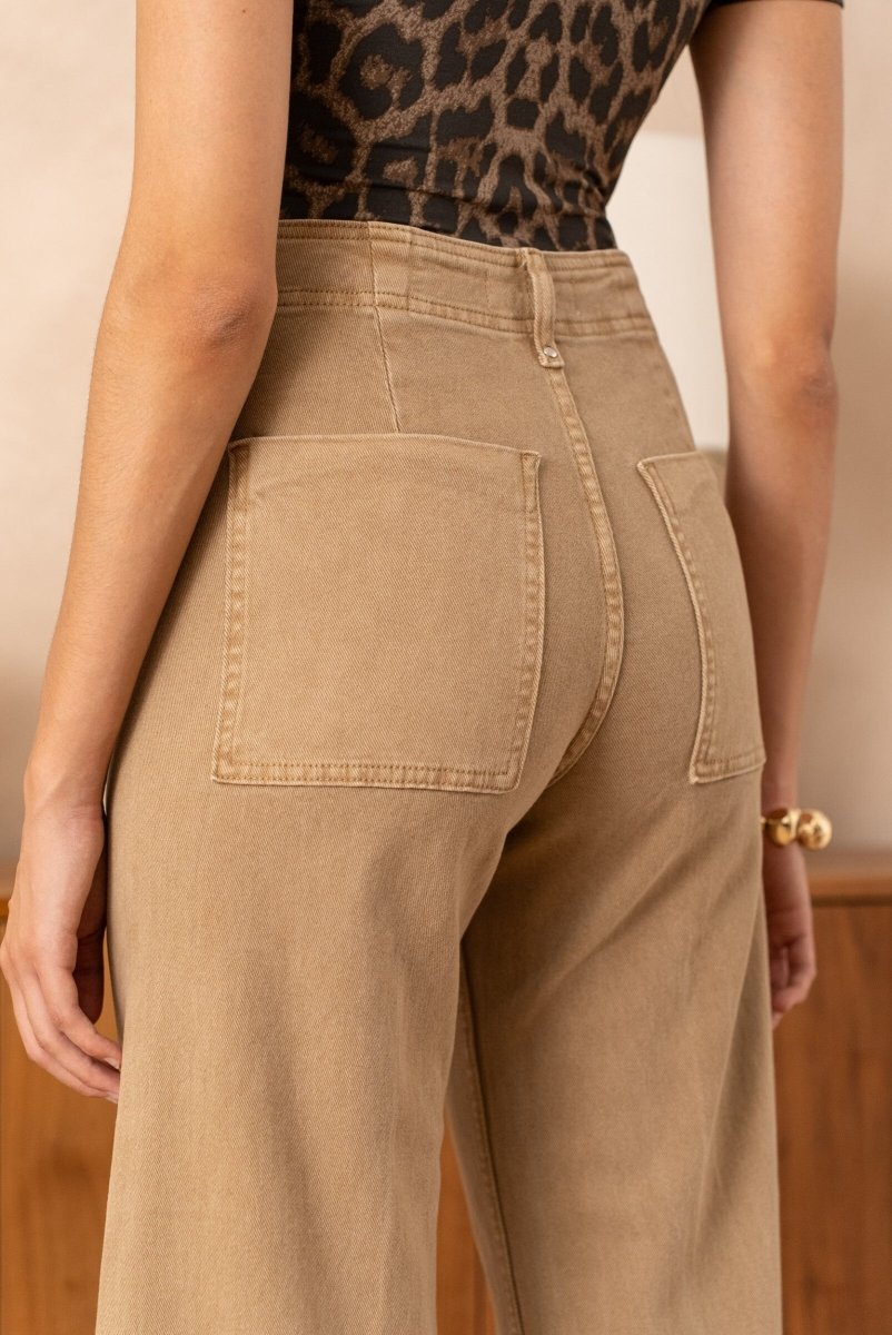 Jean wide leg à couture avant camel - RIVE GAUCHE