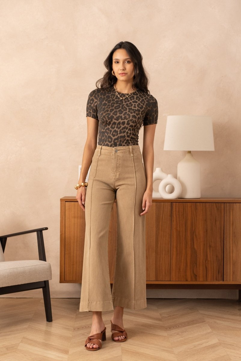 Jean wide leg à couture avant camel - RIVE GAUCHE