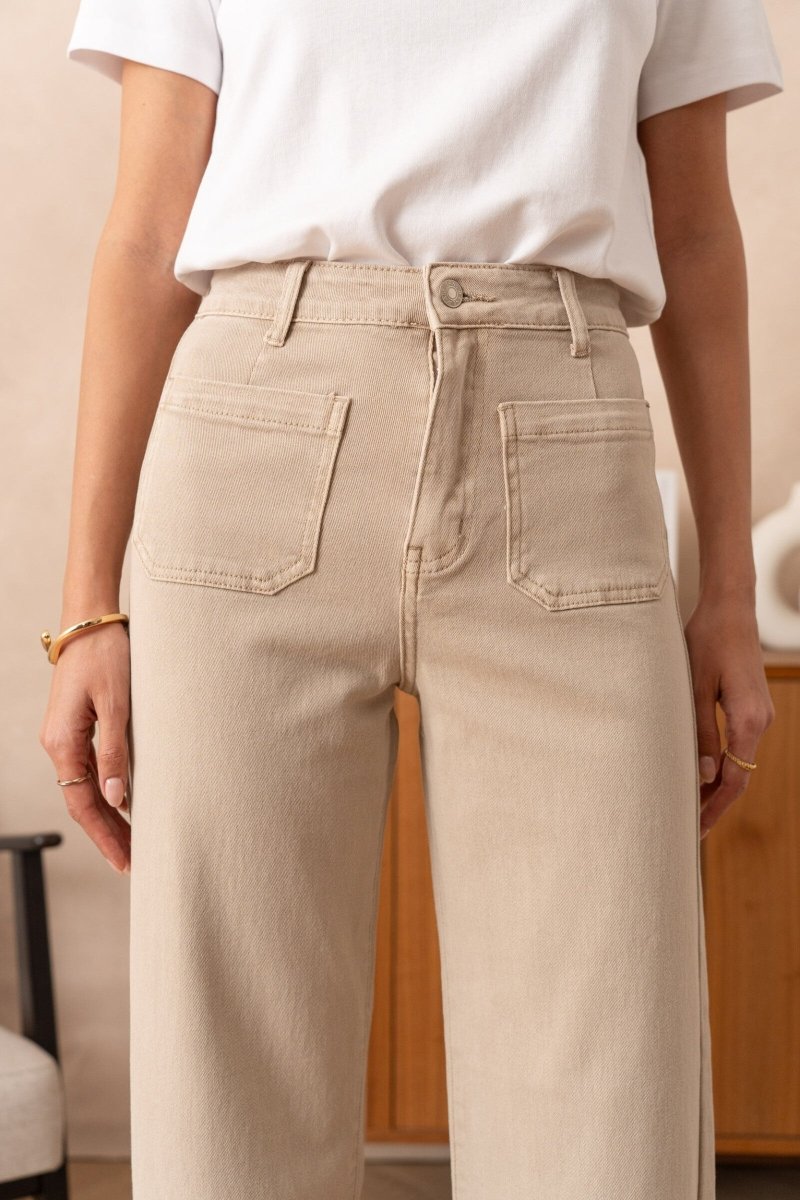 Jean wide leg poches plaquées beige - RIVE GAUCHE