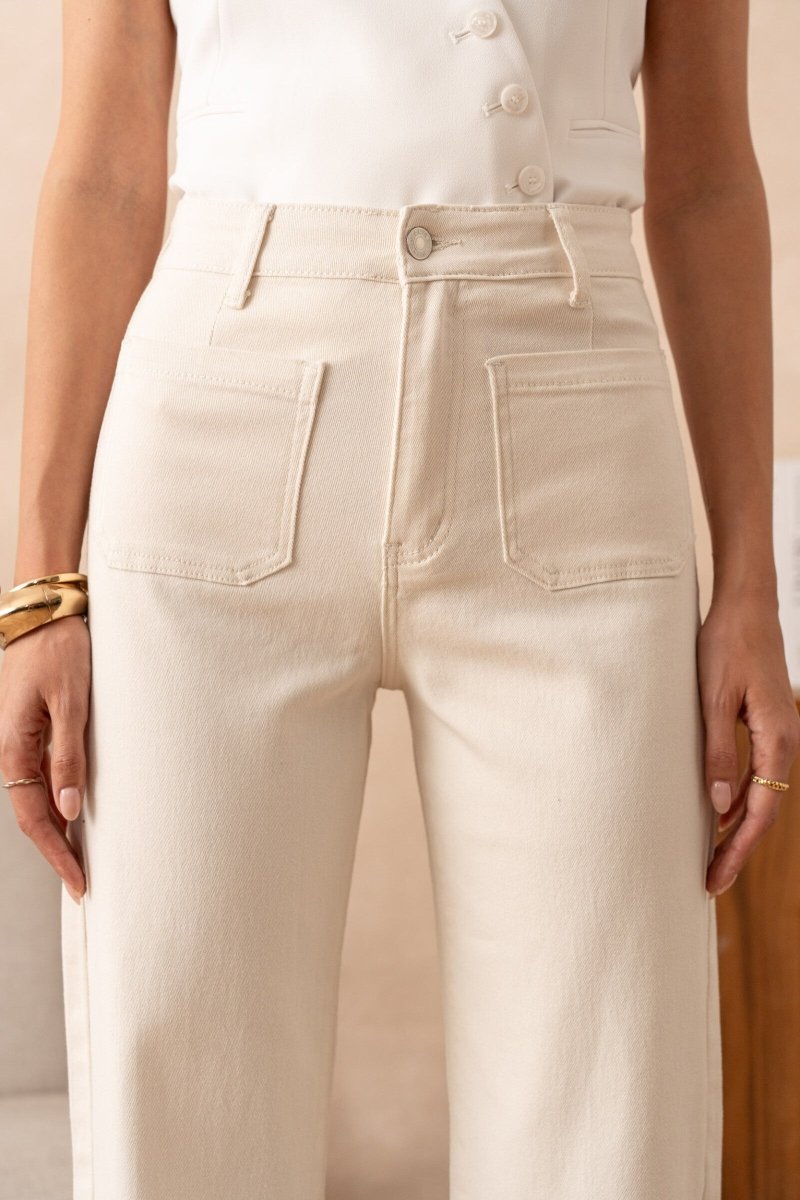 Jean wide leg poches plaquées écru - RIVE GAUCHE
