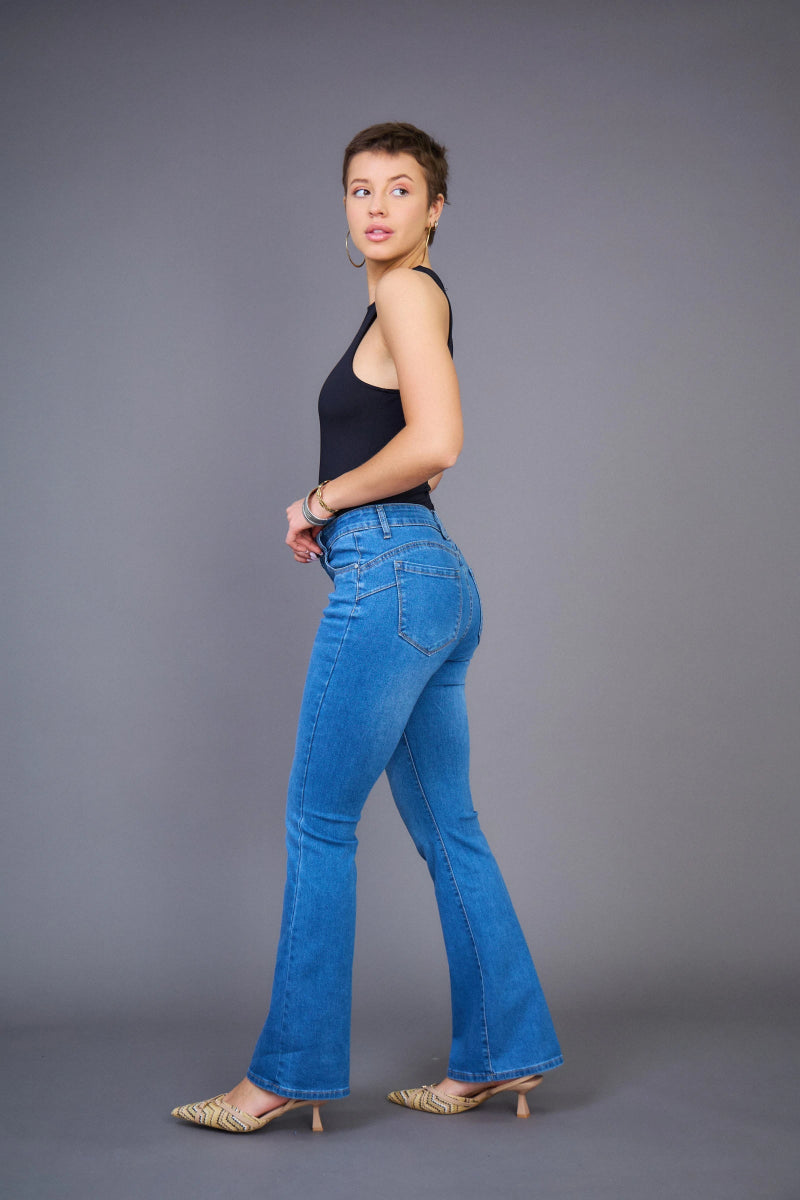 Jeans Flare (Push - up) bleu - RIVE GAUCHE