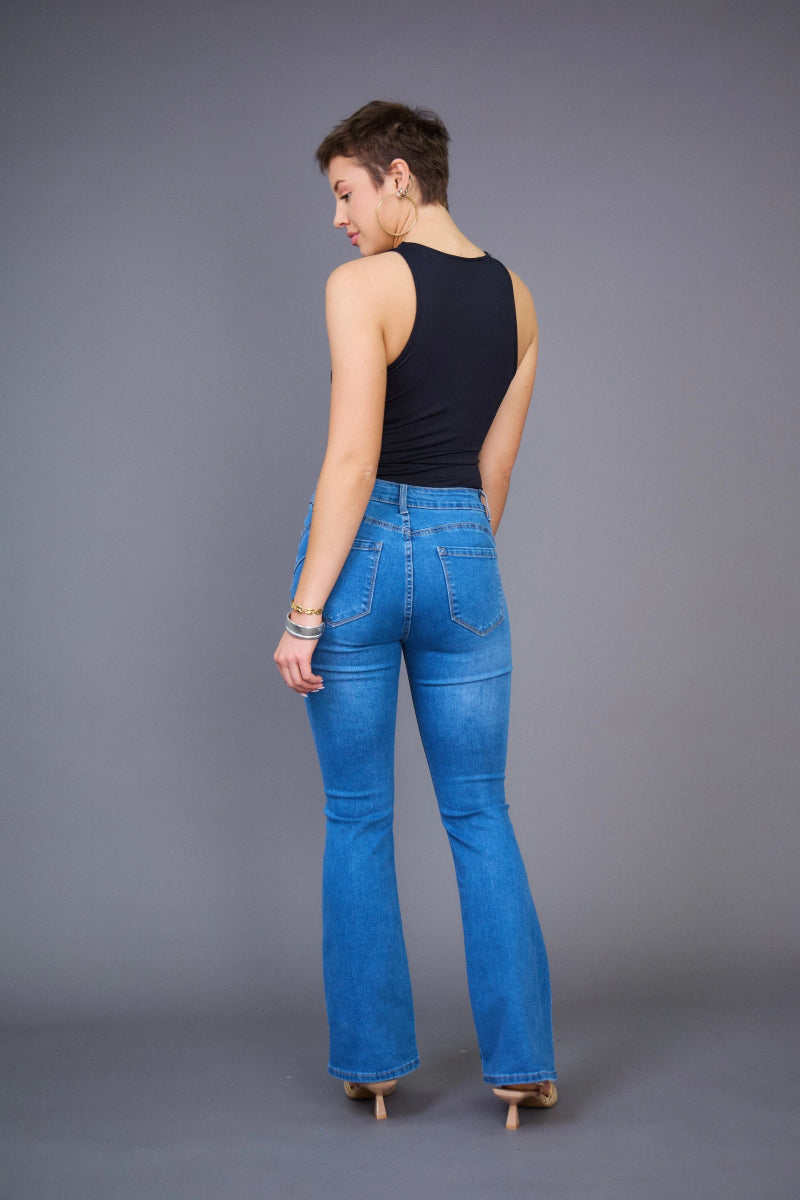Jeans Flare (Push - up) bleu - RIVE GAUCHE