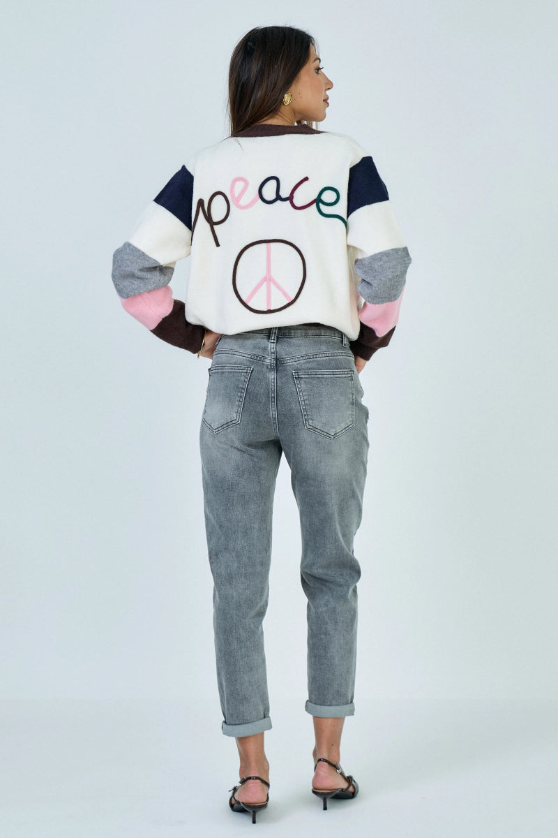 Jeans mom gris avec ourlets à revers - RIVE GAUCHE