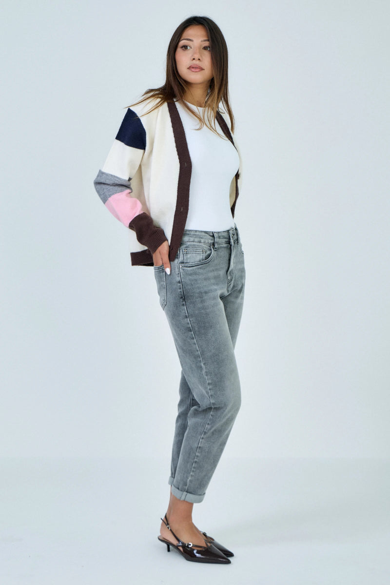 Jeans mom gris avec ourlets à revers - RIVE GAUCHE