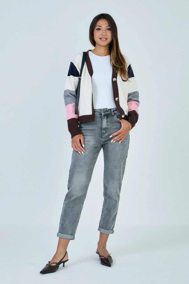 Jeans mom gris avec ourlets à revers - RIVE GAUCHE