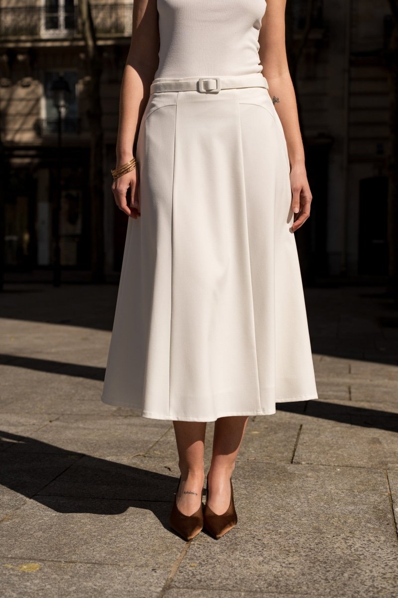 Jupe longue blanche à ceinture Volka - RIVE GAUCHE
