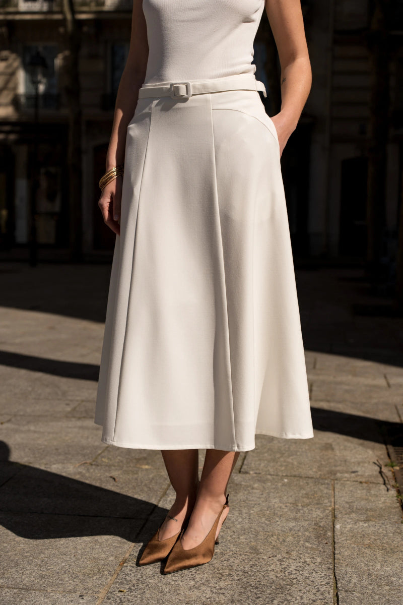 Jupe longue blanche à ceinture Volka - RIVE GAUCHE