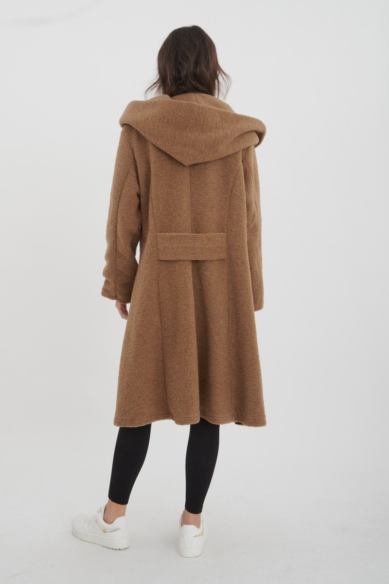 Manteau à capuche en laine mélangée camel - RIVE GAUCHE