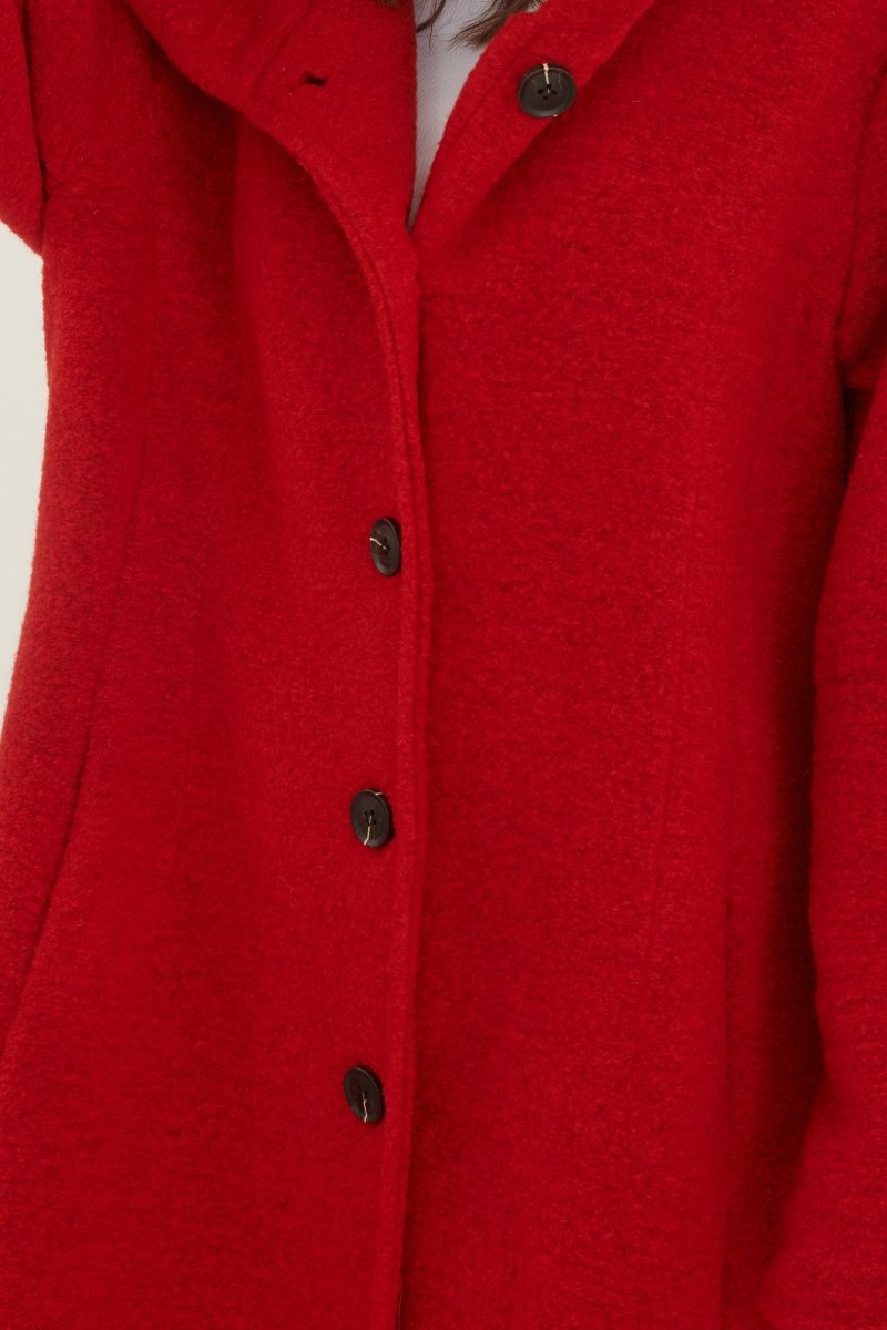 Manteau à capuche en laine mélangée rouge - RIVE GAUCHE