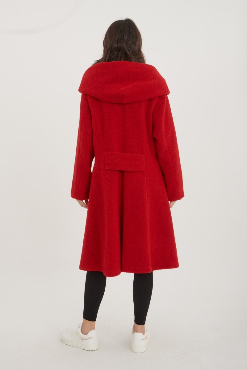 Manteau à capuche en laine mélangée rouge - RIVE GAUCHE