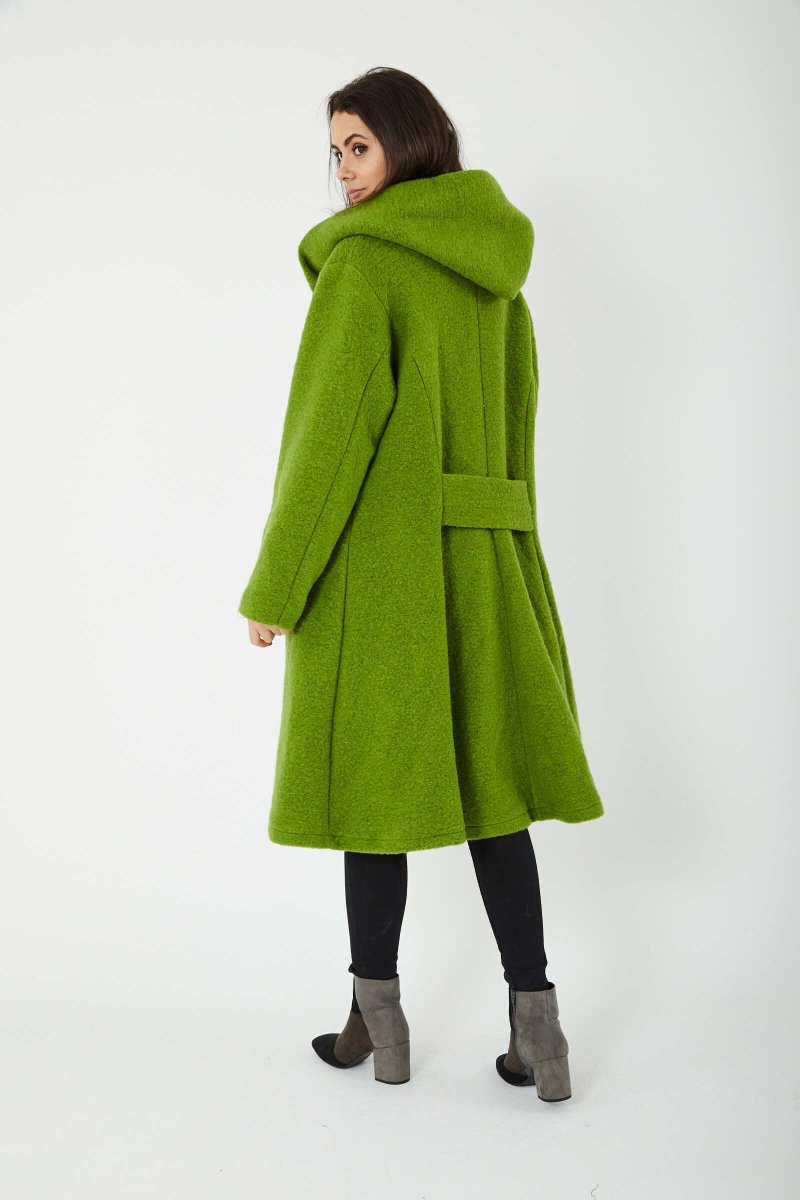 Manteau à capuche en laine mélangée vert - RIVE GAUCHE