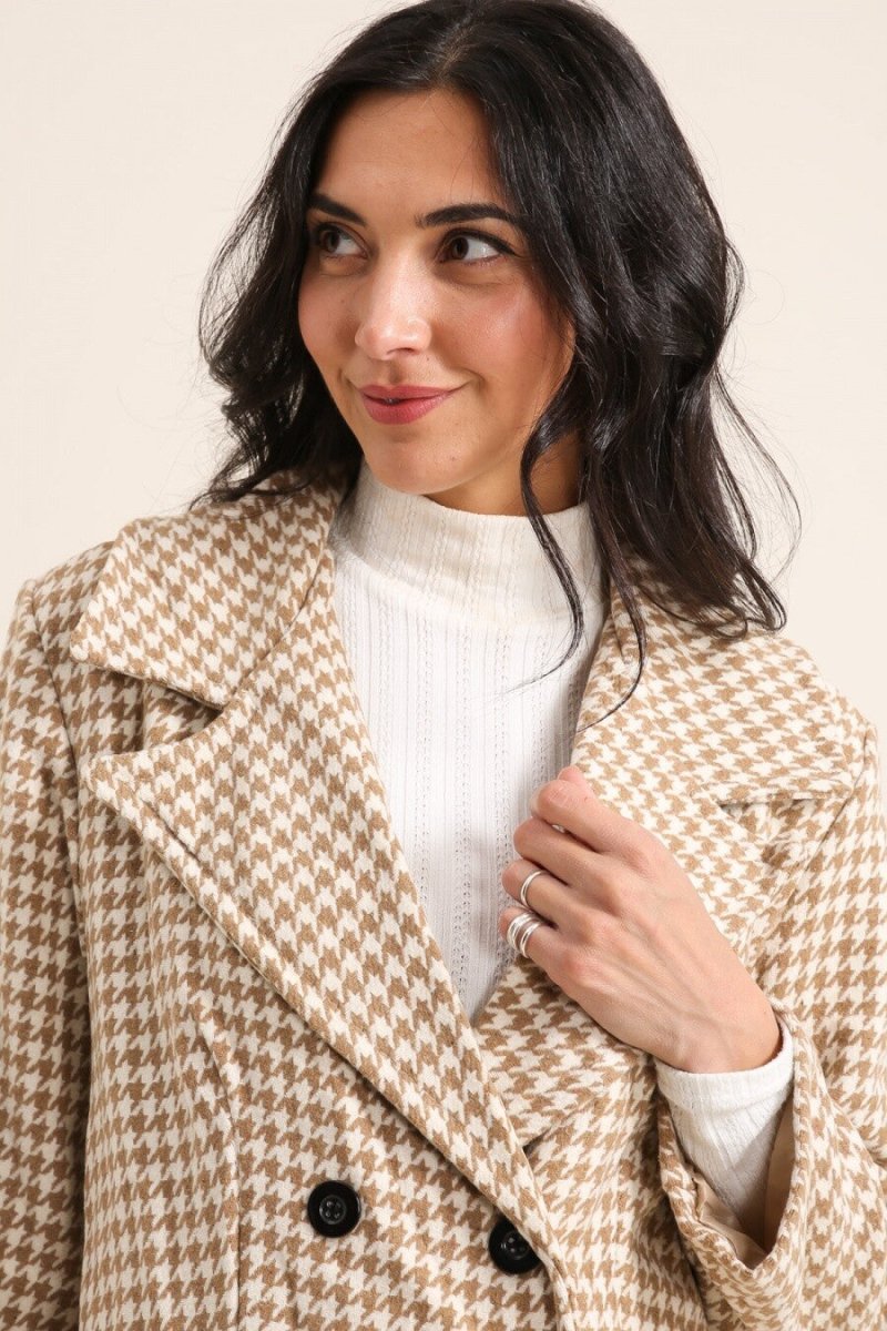 Manteau à carreaux pied - de - poule oversize - RIVE GAUCHE