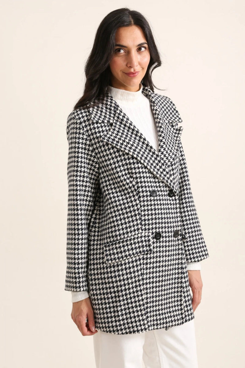 Manteau à carreaux pied - de - poule oversize - RIVE GAUCHE
