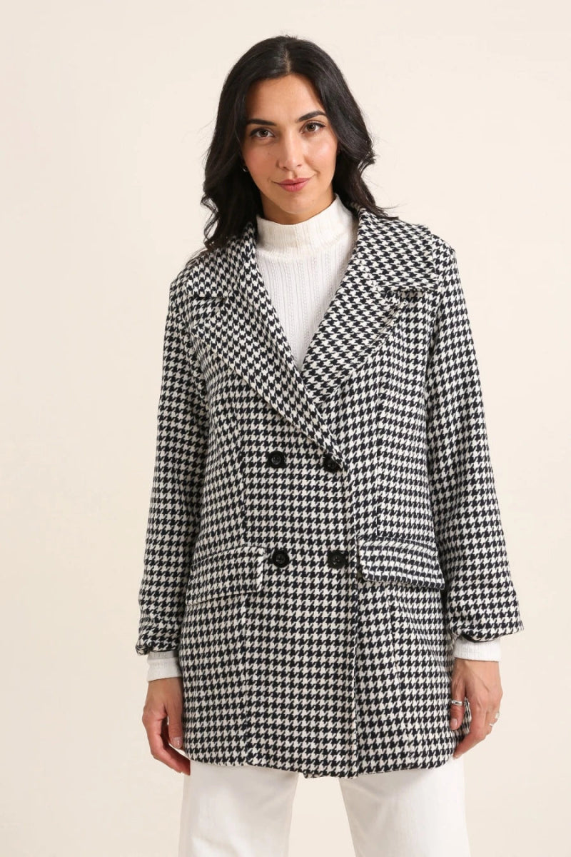 Manteau à carreaux pied - de - poule oversize - RIVE GAUCHE