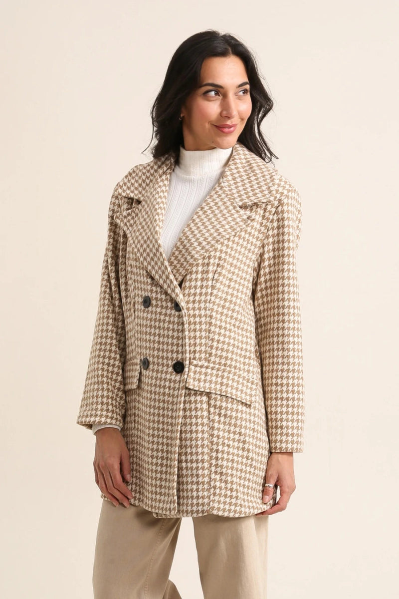 Manteau à carreaux pied - de - poule oversize - RIVE GAUCHE