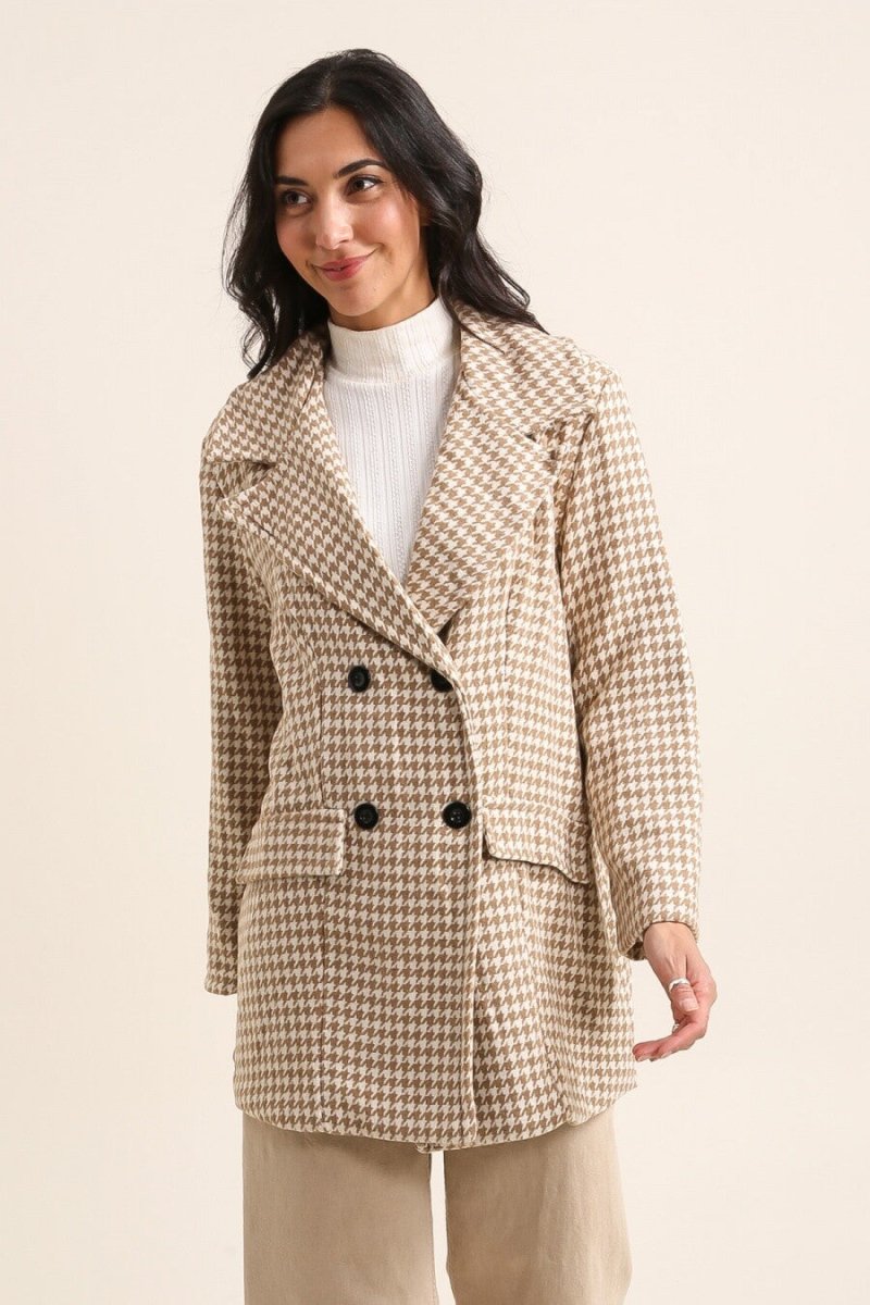 Manteau à carreaux pied - de - poule oversize - RIVE GAUCHE