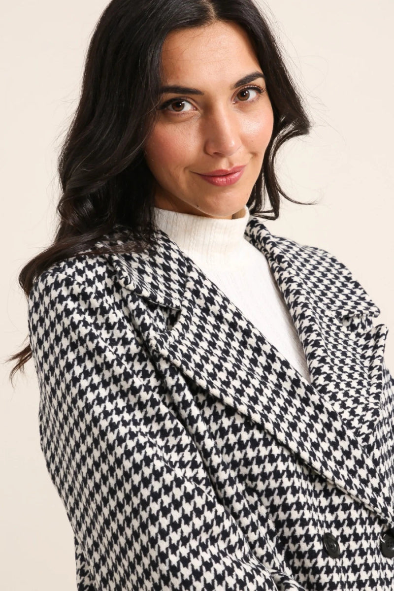 Manteau à carreaux pied - de - poule oversize - RIVE GAUCHE