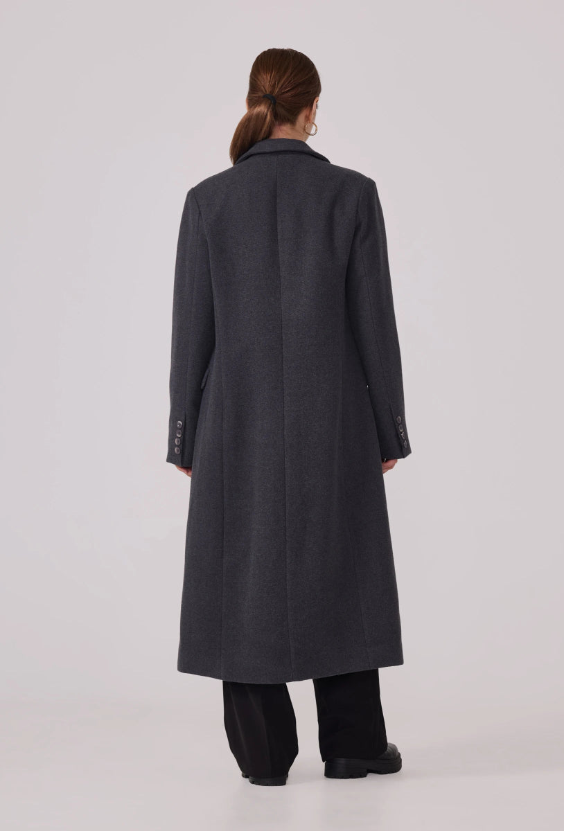 Manteau à col tailleur structuré anthracite - RIVE GAUCHE