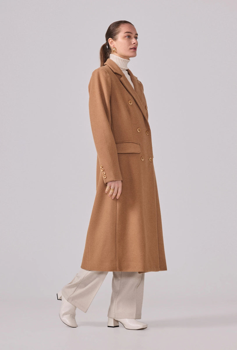 Manteau à col tailleur structuré camel - RIVE GAUCHE