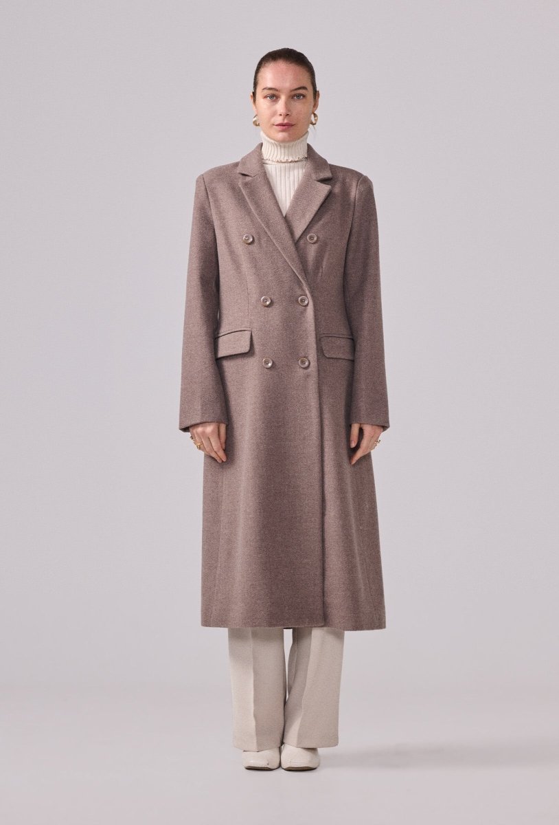 Manteau à col tailleur structuré chocolat - RIVE GAUCHE