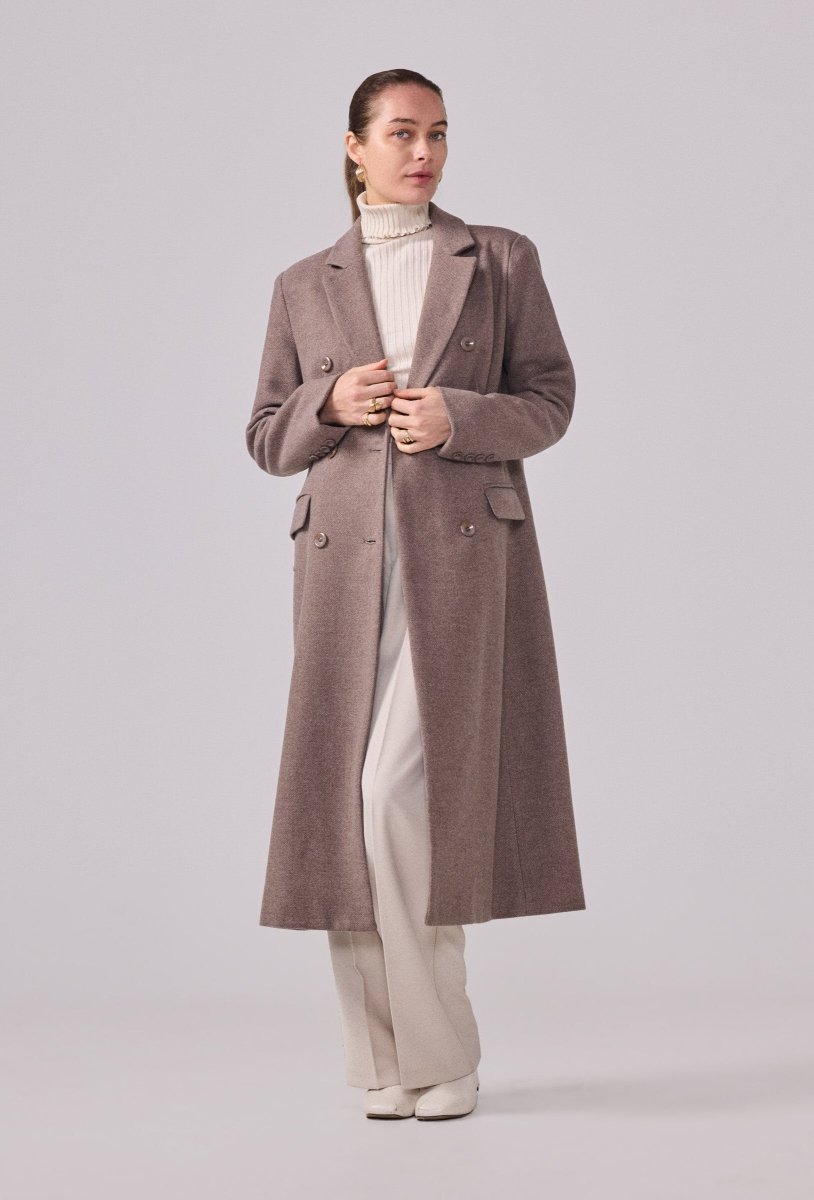 Manteau à col tailleur structuré chocolat - RIVE GAUCHE