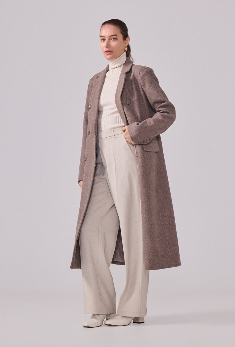 Manteau à col tailleur structuré chocolat - RIVE GAUCHE