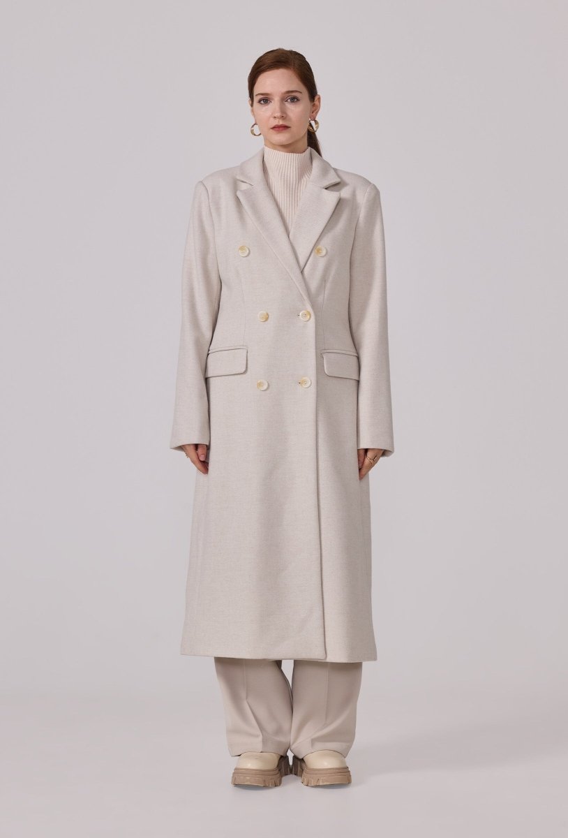 Manteau à col tailleur structuré écru - RIVE GAUCHE