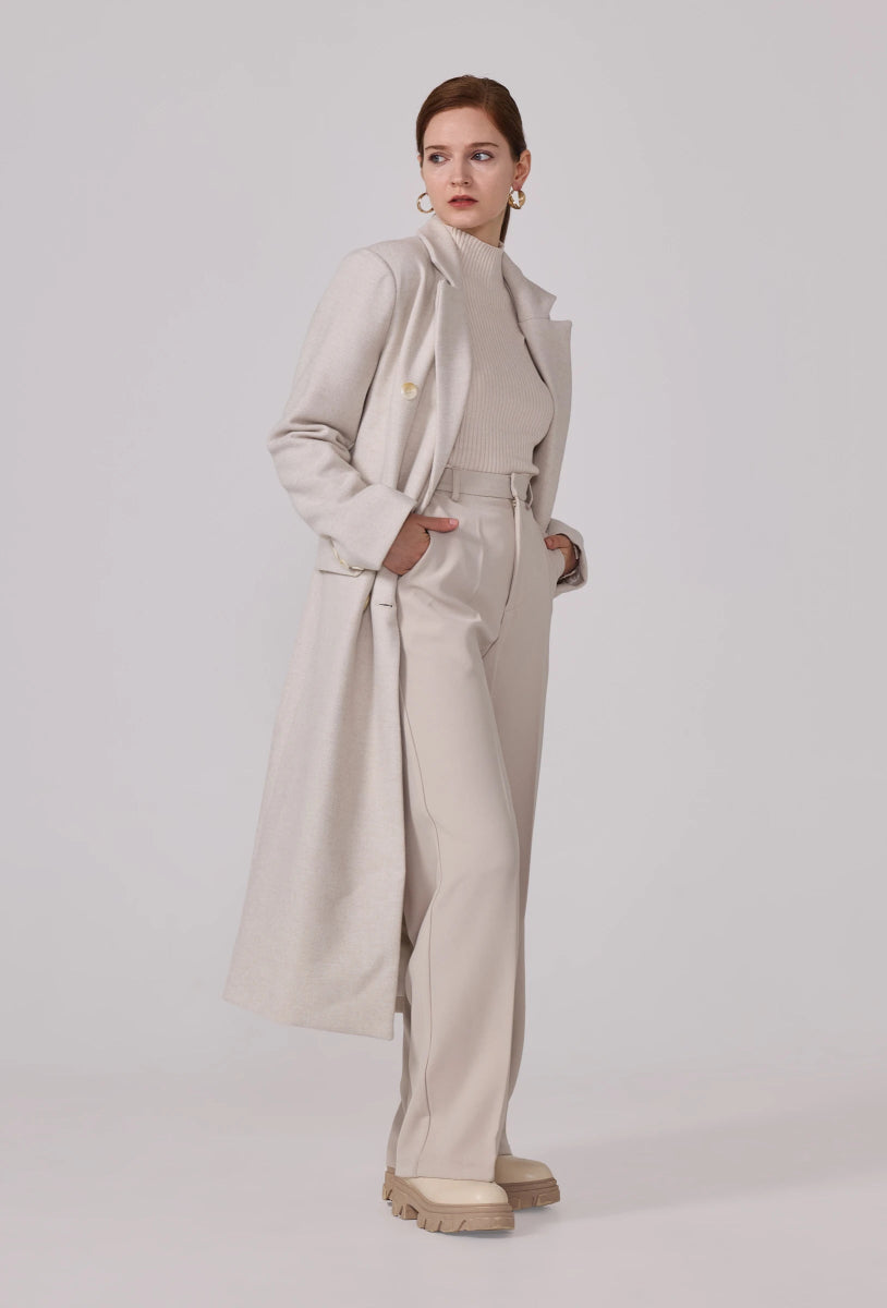 Manteau à col tailleur structuré écru - RIVE GAUCHE