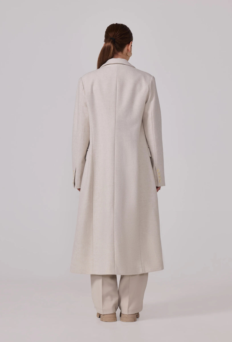 Manteau à col tailleur structuré écru - RIVE GAUCHE