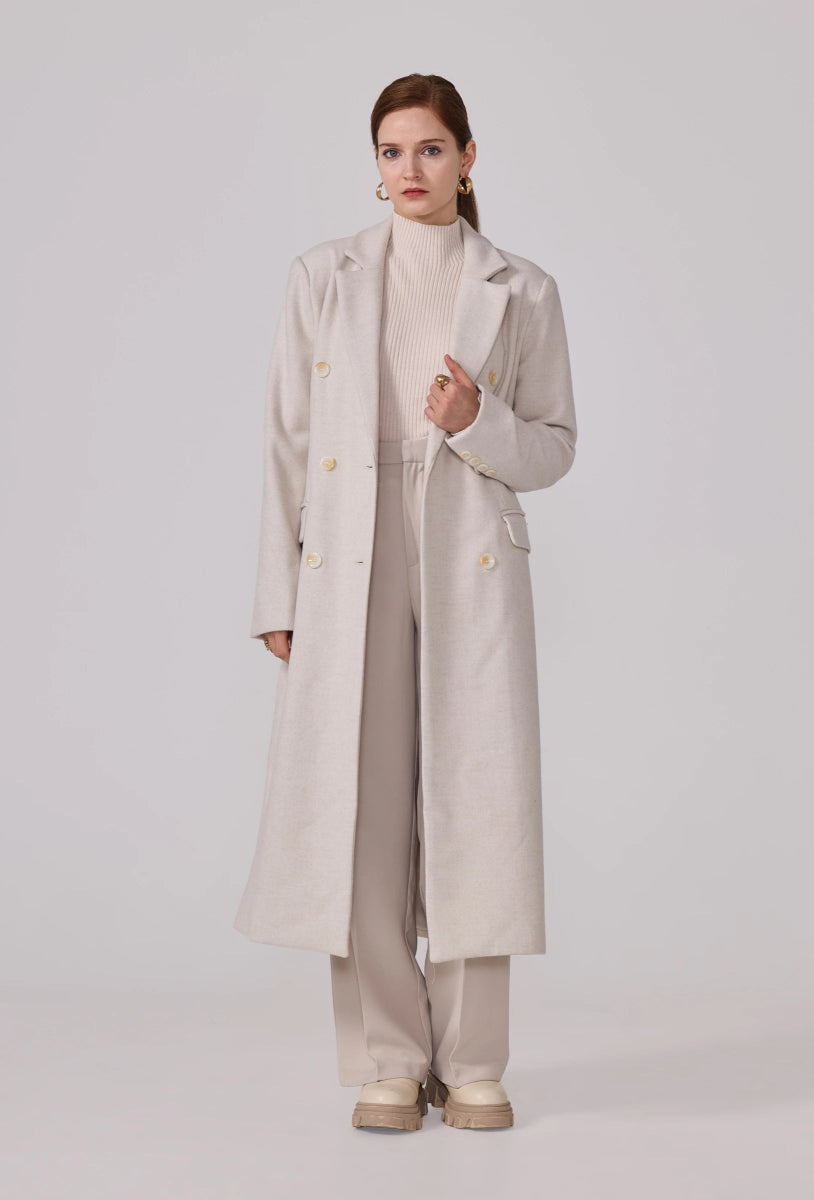 Manteau à col tailleur structuré écru - RIVE GAUCHE