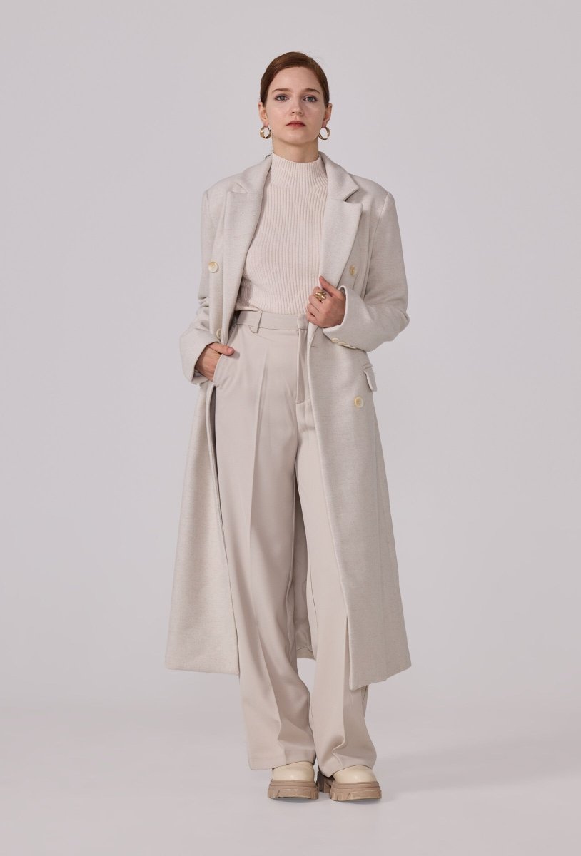 Manteau à col tailleur structuré écru - RIVE GAUCHE