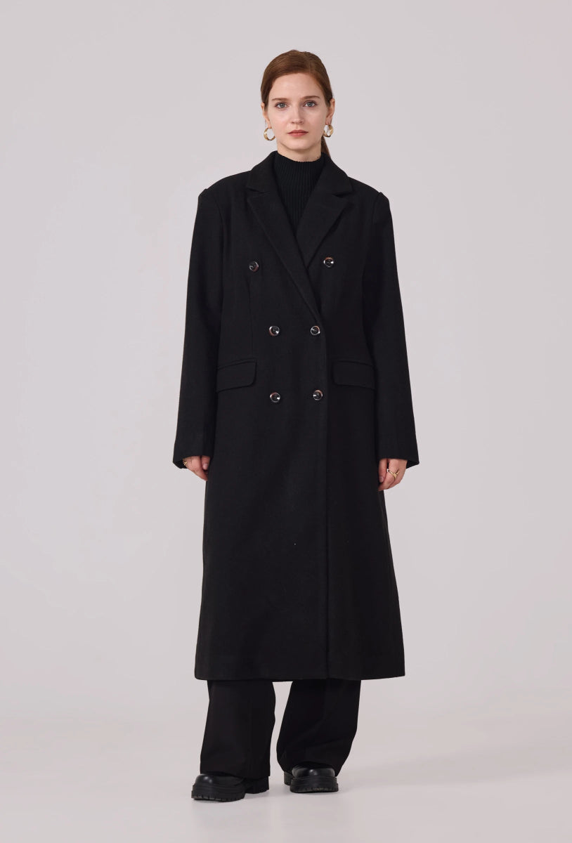 Manteau à col tailleur structuré noir - RIVE GAUCHE
