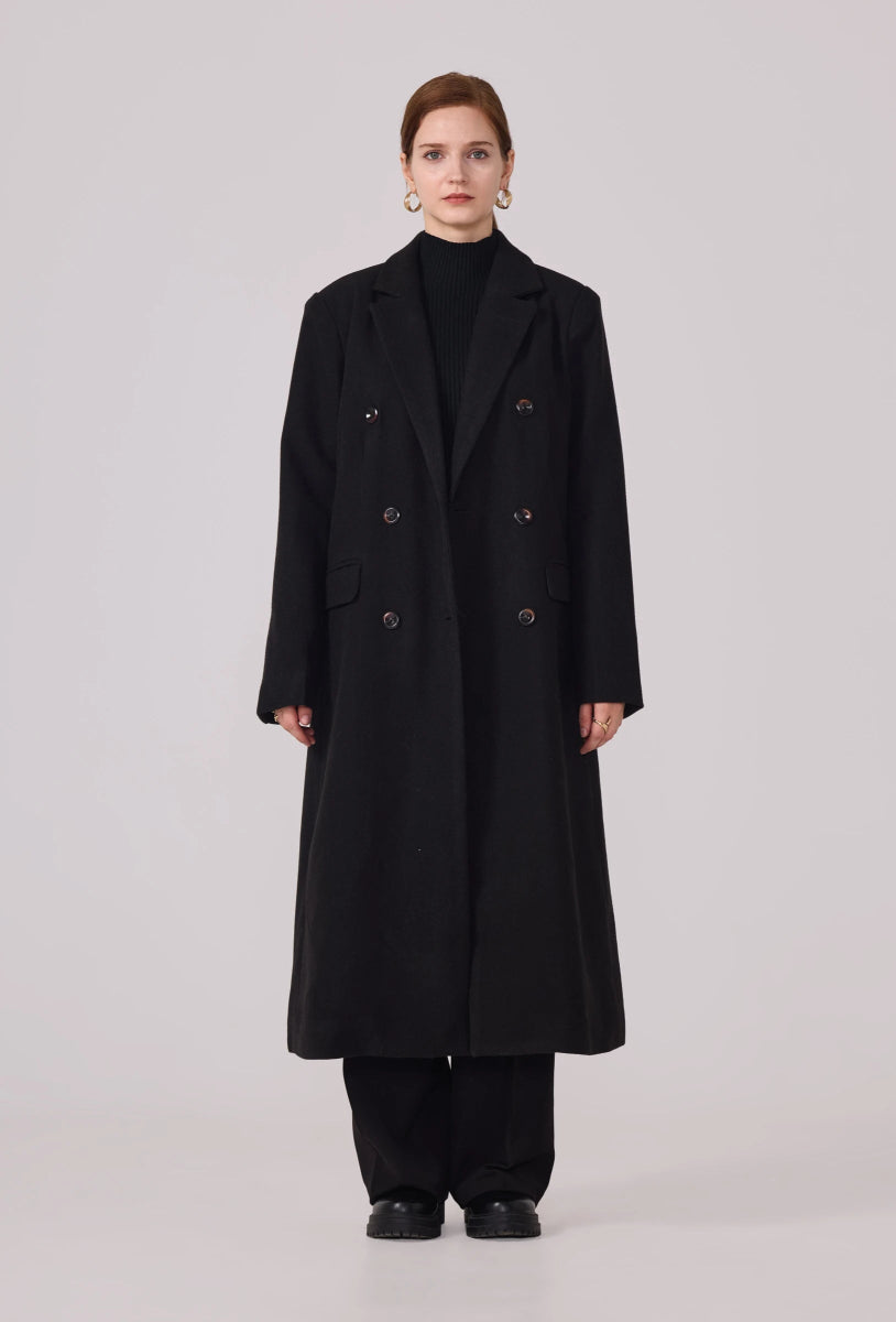 Manteau à col tailleur structuré noir - RIVE GAUCHE